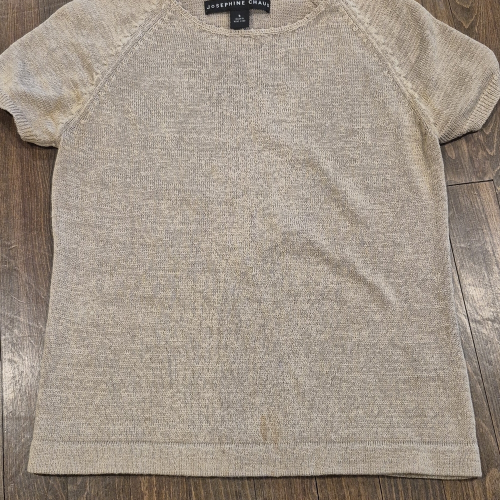 Vintage Josephine Chaus Beige Short Sleeve Sweater